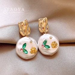Monet Garden Imitates Baroque Pearl Earring Design With Unusual Temperament Jewelry For Women and Girls Light Luxury Accessories