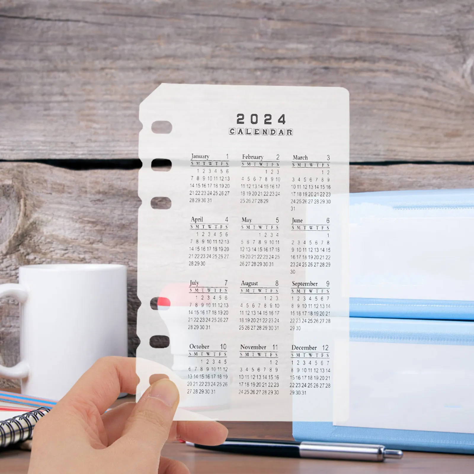 

5Pcs A6 Calendar Binder Dividers Transparent PP Material Professional Loose Leaf Notebook Separators Fadeless Clear Printing