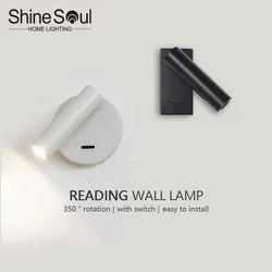 Modern LED Wall Lamp Wall mounted Living Room Bedroom Bedside Study Reading Light Rotatable Adjustment Home Lighting Fixtures