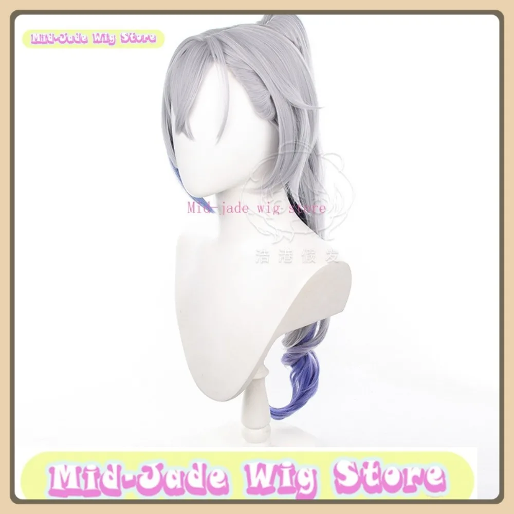 منتصف اليشم شعر مستعار مخزن هونكاي: ستار السكك الحديدية الفضة الذئب شعر مستعار تأثيري أنيمي لعبة لعب الأدوار زي هالوين زي الدعائم الاصطناعية #3