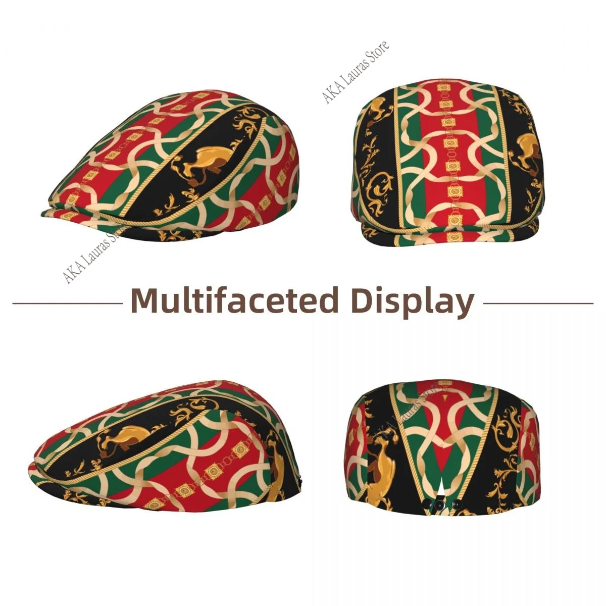 Winter Hat Male Berets Striped Baroque With Lions And Chains. HJat for Women