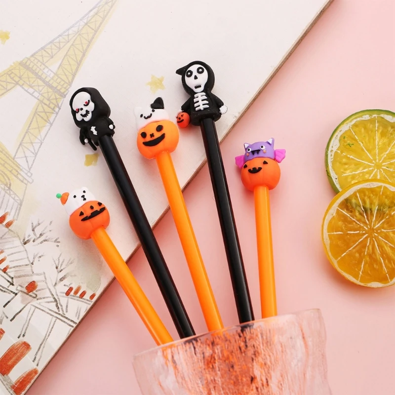 5Pcs Novelty Gel Pen Halloween Cartoon Gel Pen for Kid Student Adult Writing