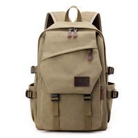 Man Casual Canvas Backpack Vintage Lightweight 15.6Inch Laptop Backpack Daily Life Travel Daypack Multi Pocket Hiking School Bag