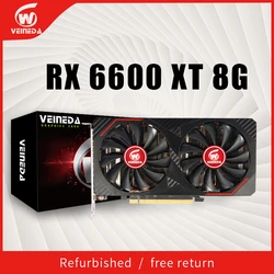 VEINEDA 비디오 카드, GPU, GDDR6, 128 비트, rx 6600XT, 8G, 그래픽 카드 지지대 데스크탑 CPU, 비디오 카드, RX6600XT, 8GB