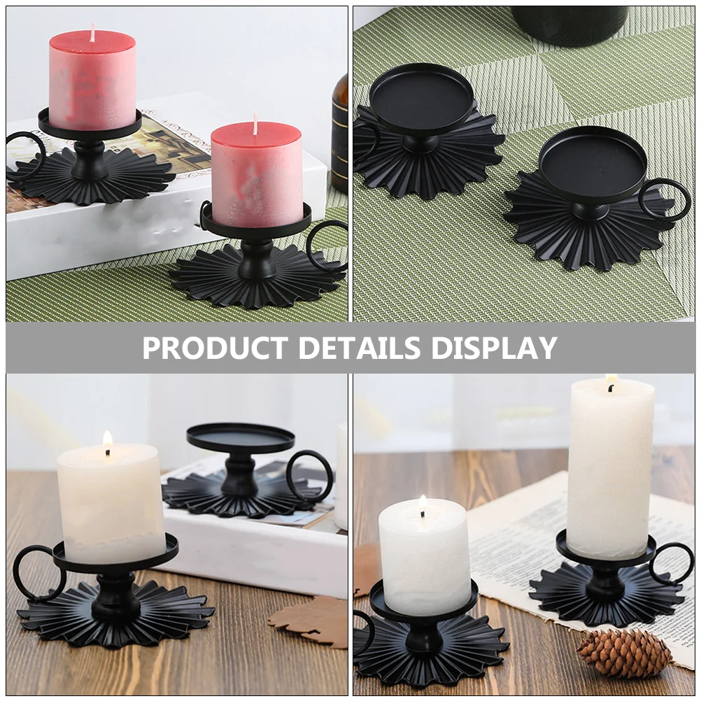 

Vintage Iron Art Handheld Holder Pillar Candlestick Stand Decorative for Home Party Wedding Dining Table Atmosphere