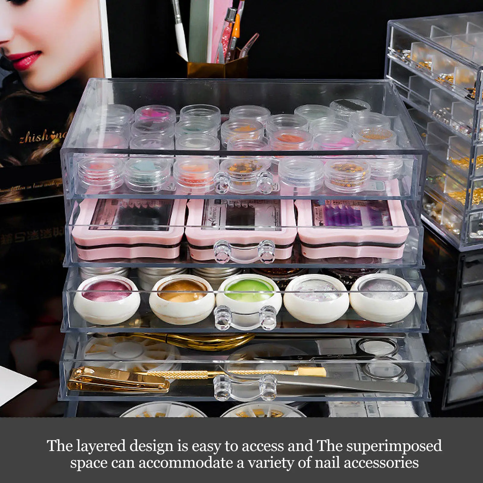 

Empty Fake Nails Box Transparent Organizer Large Capacity Nail Tips Holder Nail Sequins Case Jewelry Display Container