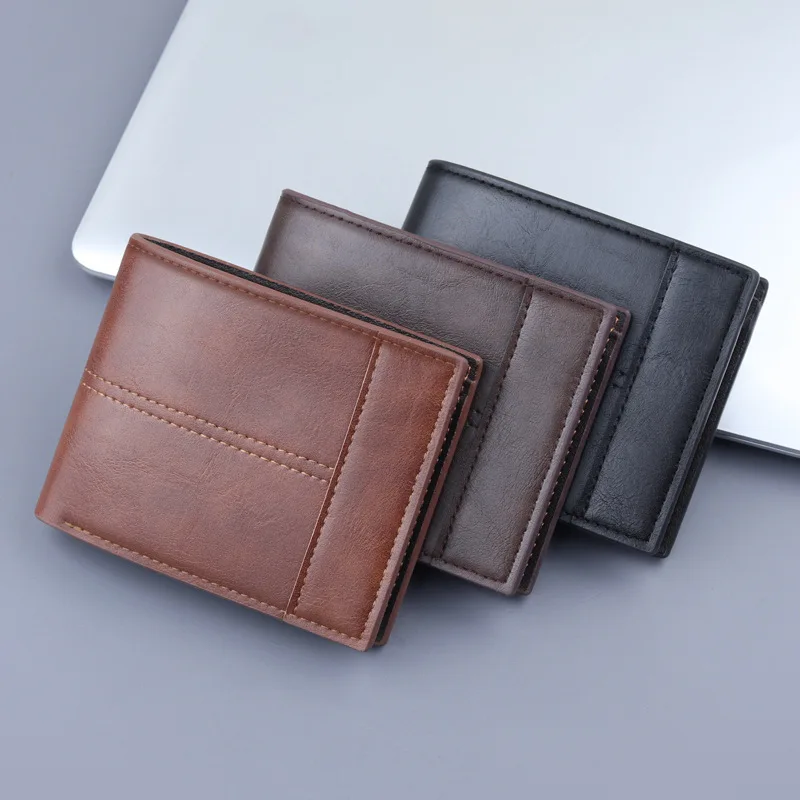 Men's Wallet PU Leather RFID Trifold Wallets with ID Window and  Card Holder for Casual and Business Occasion