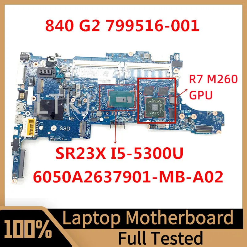 

799516-001 799516-501 799516-601 For HP 840 G2 Laptop Motherboard 6050A2637901-MB-A02 W/SR23X I5-5300U CPU 100% Full Tested Good