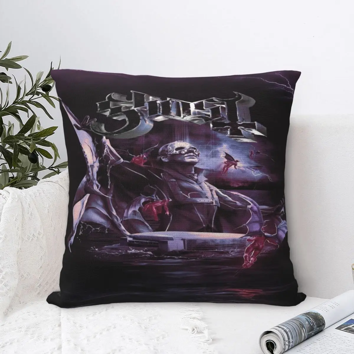 Ghost Rock Metal Band Printed Pillowcase Cushion Cover Throw Pillow Cover New Style Sofa Decorations Zipper Multi Size