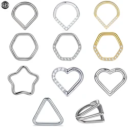 1Pc Titanium Hinged Segement Nose Ring Hoop Earrings for Women Heart Star Cartilage Helix Piercing Ear Tragus Piercing Jewelry