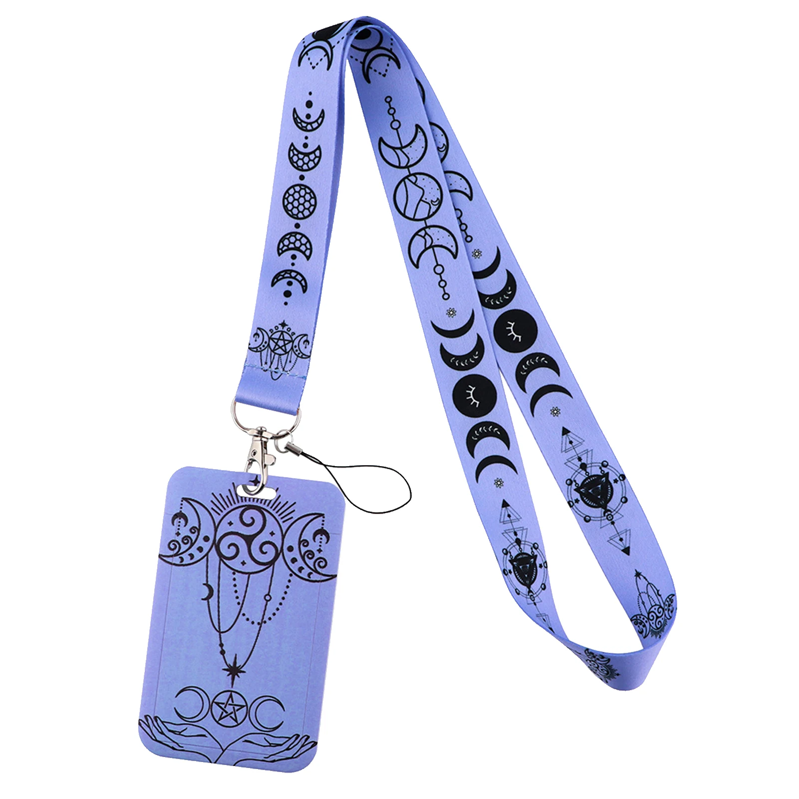 ABS Keys With Lanyard Sun Moon Vertical Aesthetic Card Protector Neck Strap Detachable Lightweight Badge Holder Waterproof