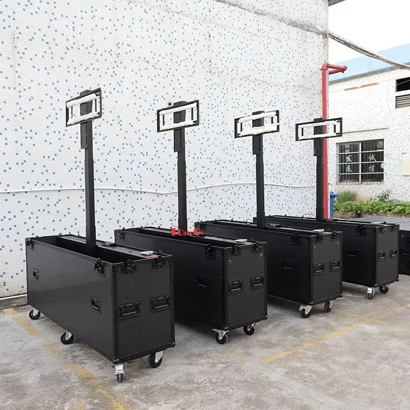 Black Automatic Motorised Electrical Lifting Storage Case for 75inch TV Plasma Flight Hard Case