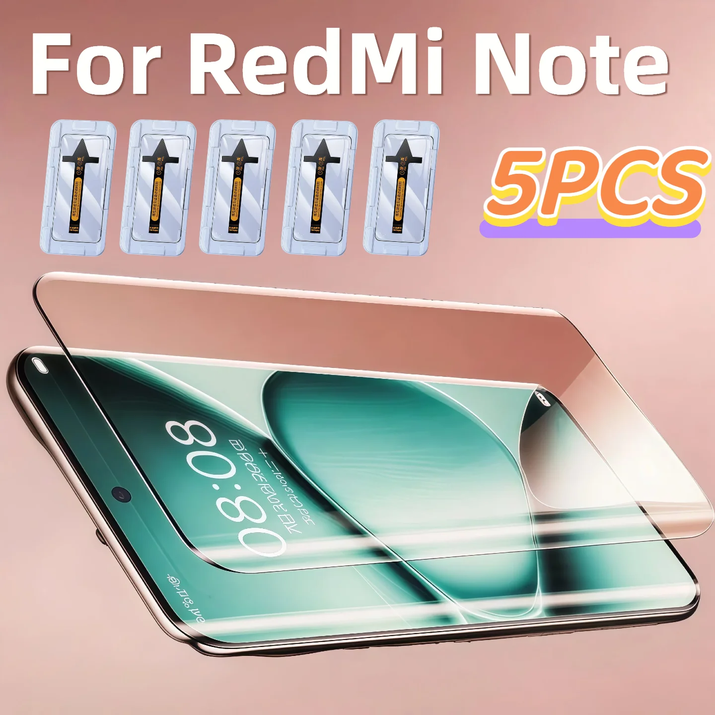 

5Pcs HD Clear Tempered Glass Screen Protector Anti-Scratch Film for Redmi Note 13 14 15Pro plus Pack of 3