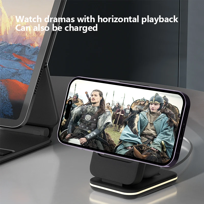 Mag-Safe Charger Magnetic Wireless Charging Station 3 in 1 5000mAh Portable Power Bank for iPhone 16/15/14/13/12 IWatch Series