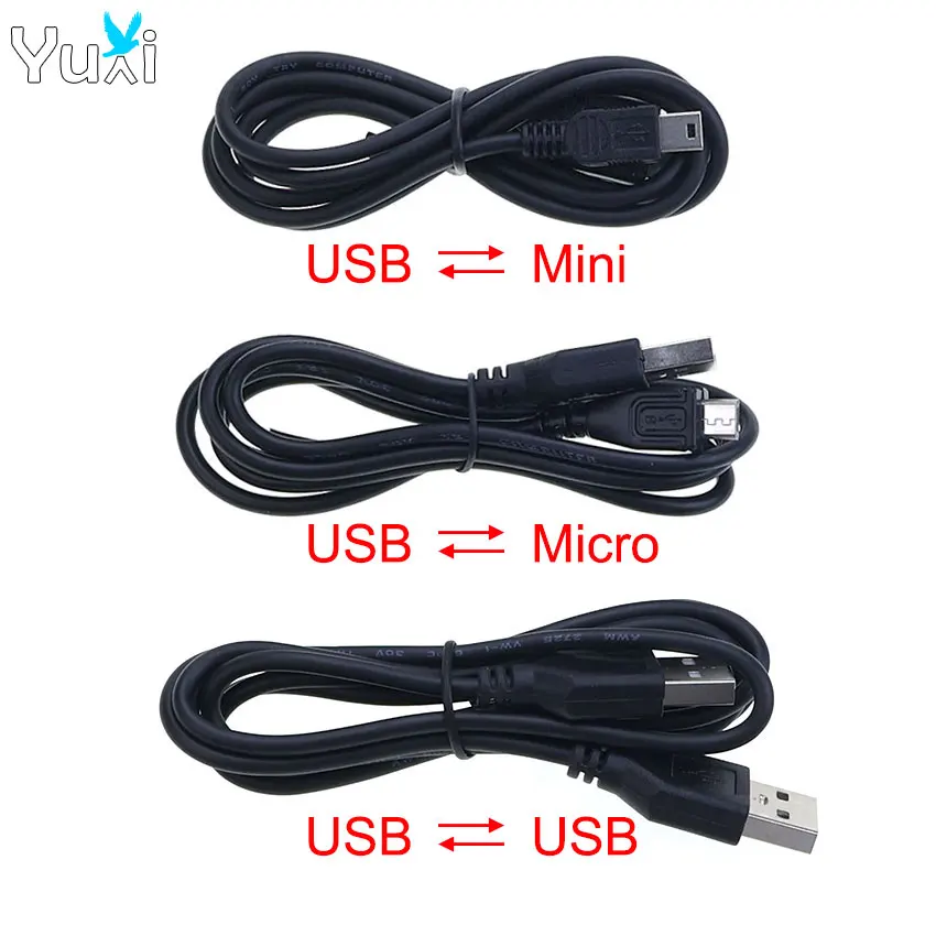 YuXi USB 2.0 Type A Male To Micro Mini 5Pin USB Extension Cable Date Transmission Extender Cord 100cm 120cm Black