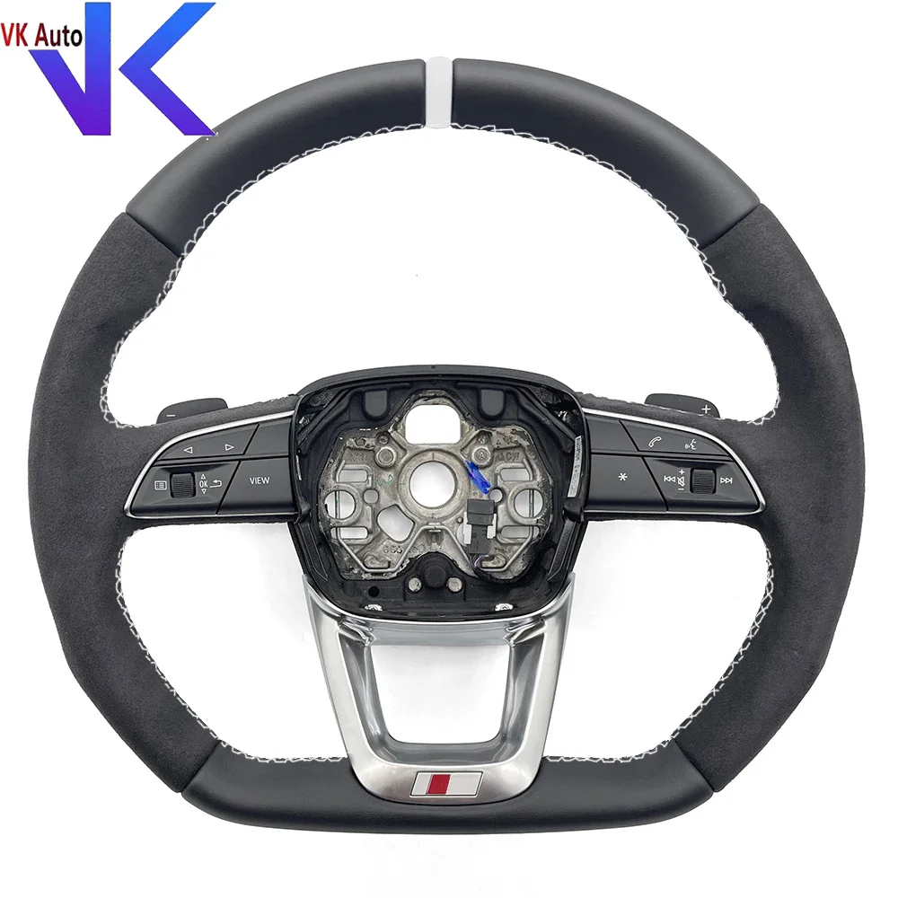 For Audi Q3 D-Shaped Alcantara Punched Leather S/RS Logo Steering Wheel With Paddles Assembly