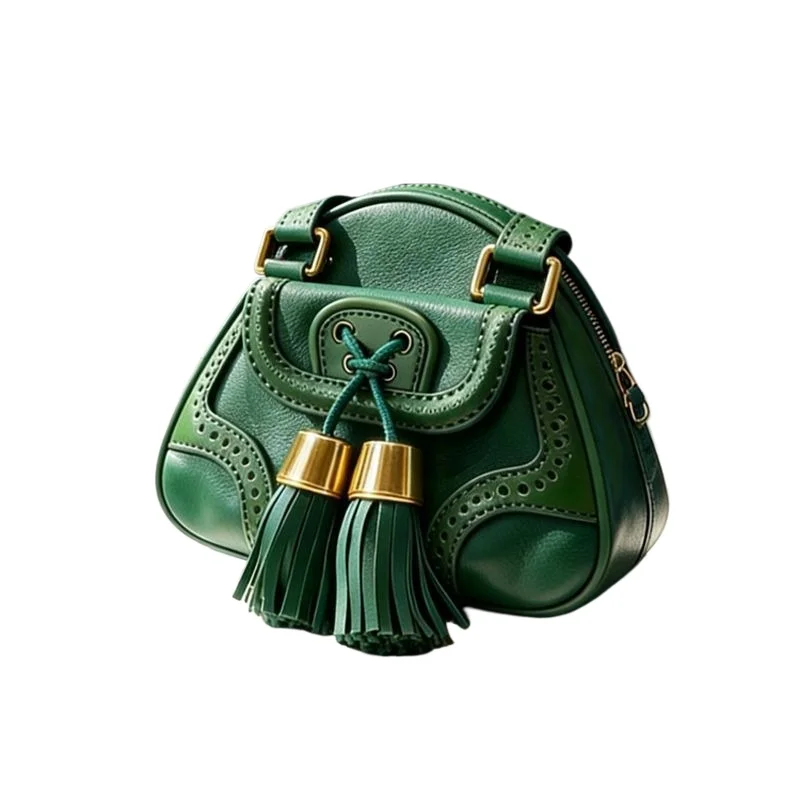Green Retro All-purpose Small Bag for Women 2026 Bestseller Design Sense Niche High Appearance Level, Single-shoulder Tassel Bag