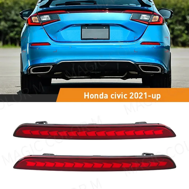 

Отражающие фонари заднего бампера для Honda Civic Sedan 2021 2022 2023 светодиодные указатели поворота стоп-сигнала автомобильные аксессуары 12 В