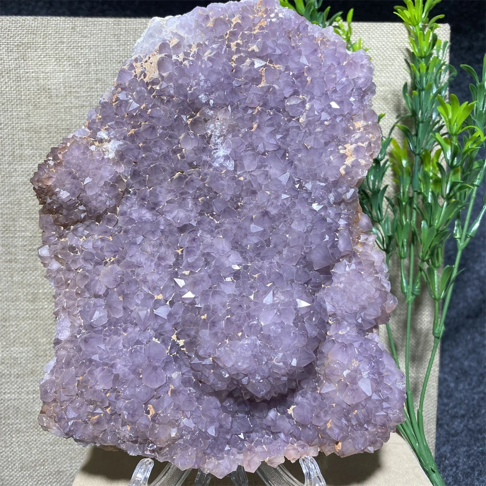 

Amethyst Natural Specimen Geode Raw Quartz Purple Crystal Healing Stones Home Decoration Gift Section Cluster Gemstones+Stand