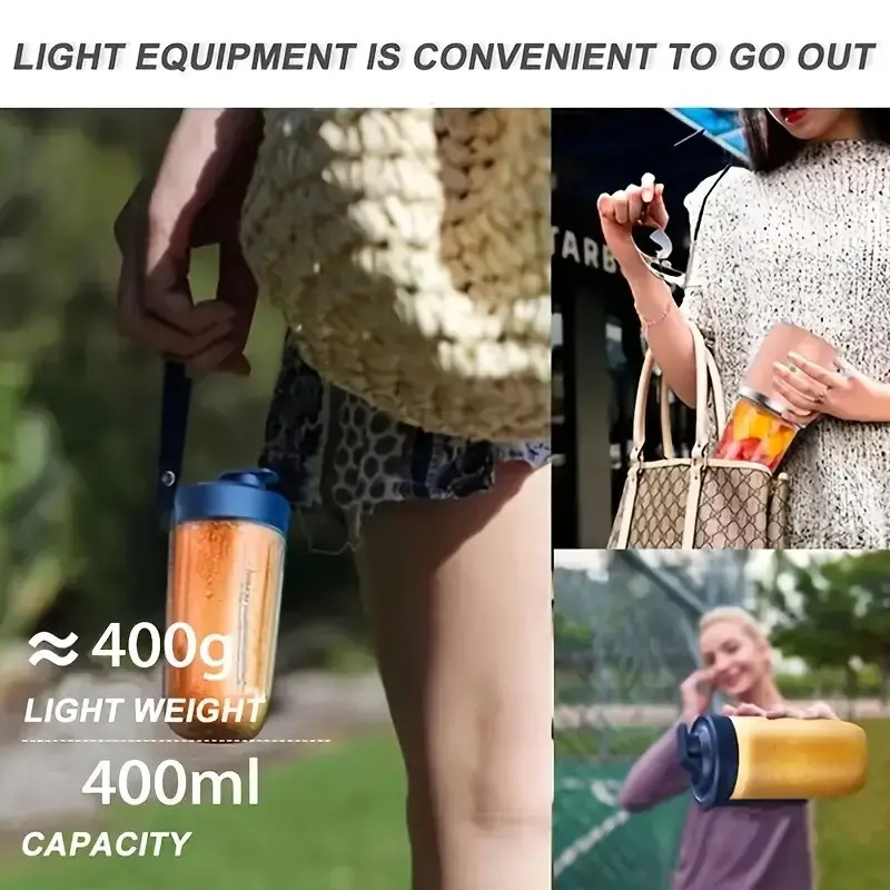 Licuadora portátil, exprimidor personal recargable por USB, plástico ABS de calidad alimentaria, multifuncional, utilizado para batidos y batidos, 1 ud.