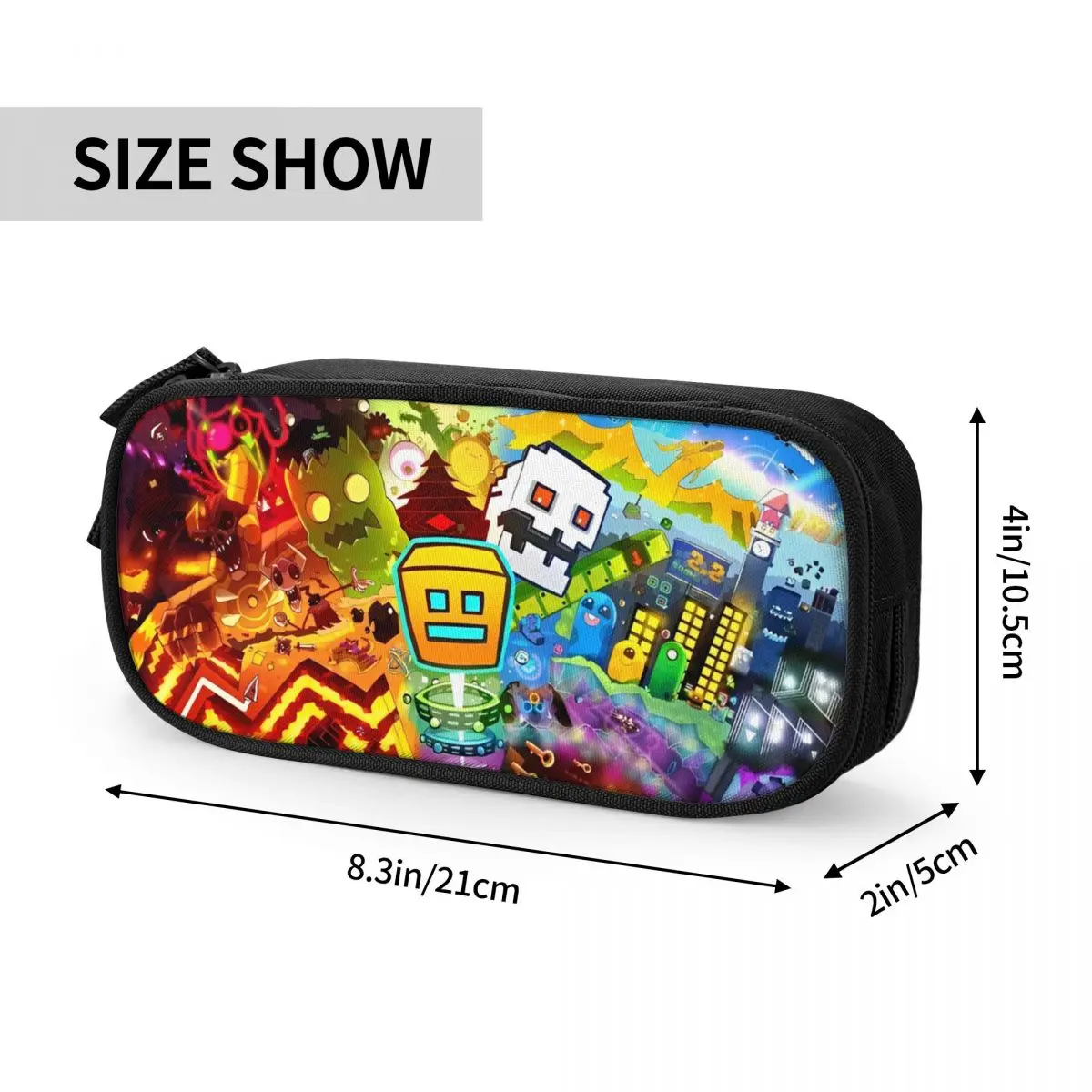 Game Geometry Dash Pencil Cases Geometric Dash Pen Holder Bags Girl Boy Large Storage School Supplies Zipper Pencil Pouch