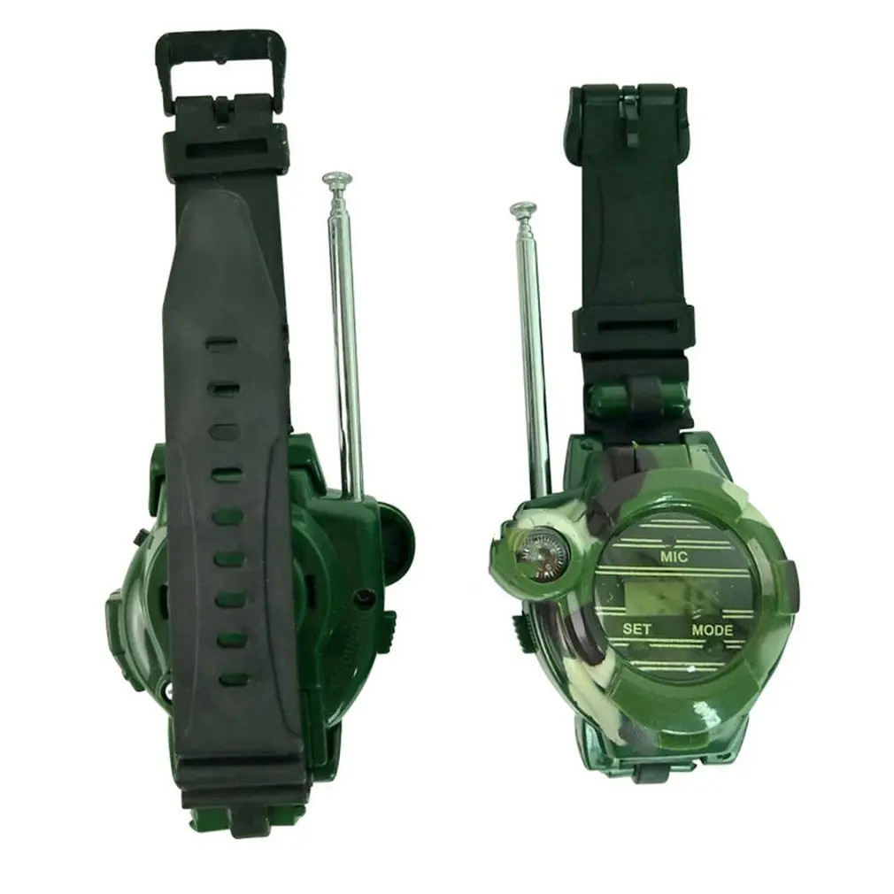2pcs Walkie Talkie Portable 7 In 1 Camo Style Walky Talky With Night Light Looking Glass For Camping Ourdoor Tool Children Toy