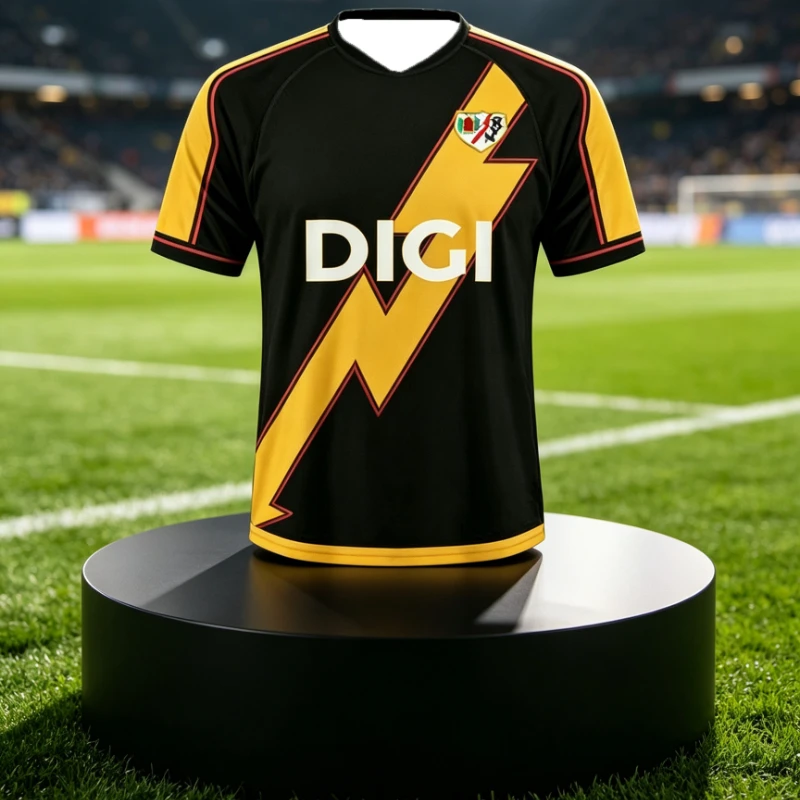 New Unisex Rayo Vallecano 25_26 Third Football Jersey Short-Sleeve Summer Quick-dry Casual Sport Trendy Tee for Daily Wear