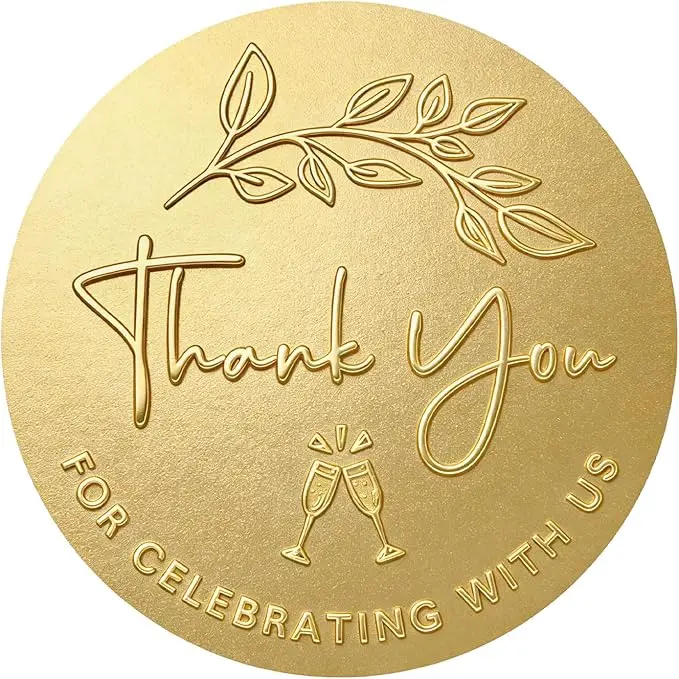 Custom-Made Matte Gold Self-Adhesive Stickers Embossed Gold Foil Stamping for Parcels Envelopes Trademarks Logos Sealing
