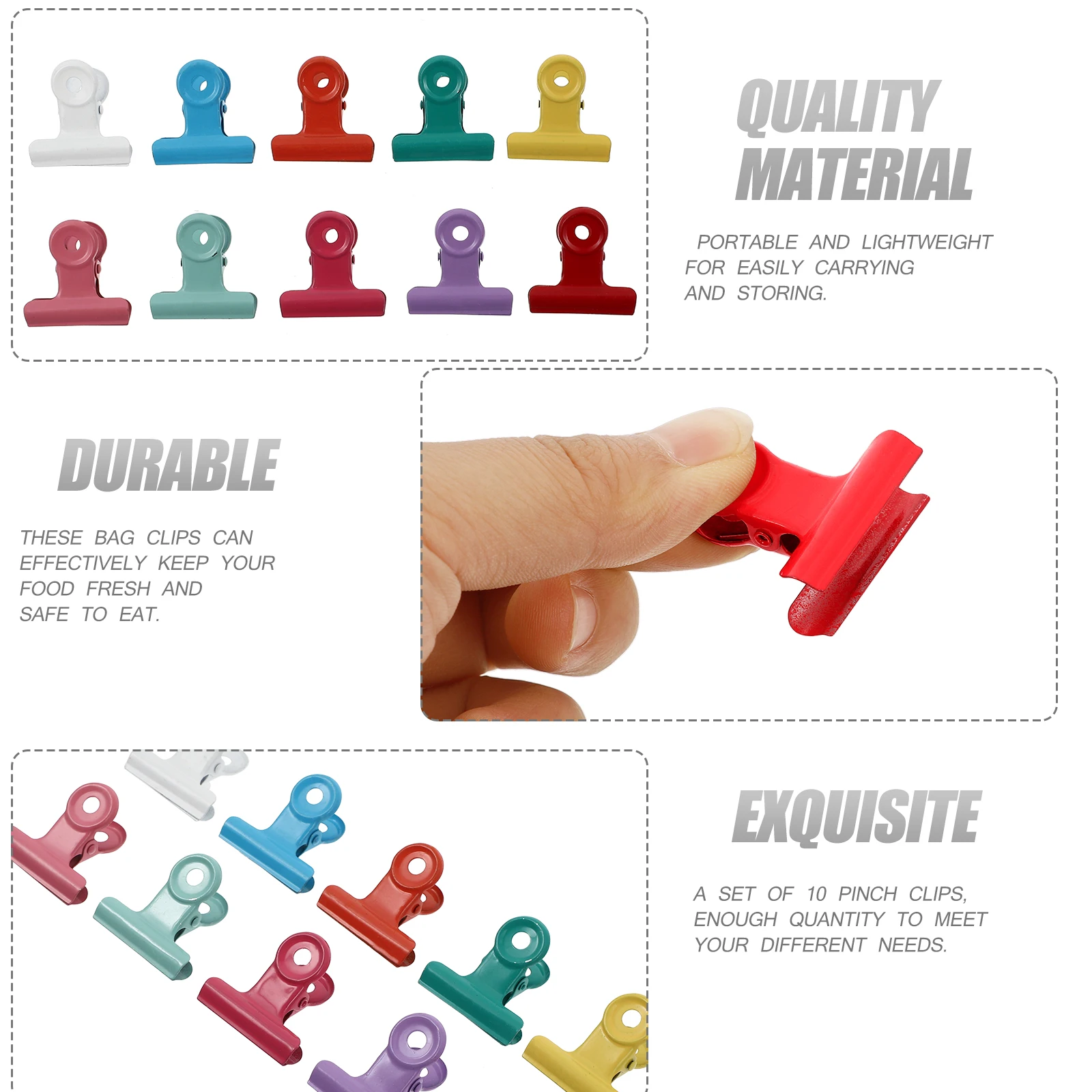 

10Pcs Multifunctional Metal Clips Office File Organizer Snack Bag Sealer Durable Kitchen Accessory Food Processor Components