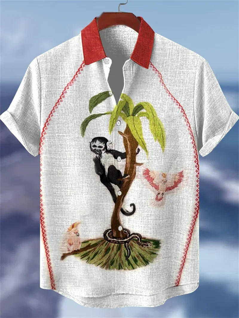 

Новая мужская рубашка с короткими рукавами, льняная одежда, топ в стиле ретро, мужская рубашка с короткими рукавами и рисунком сливы, последняя серия, топ