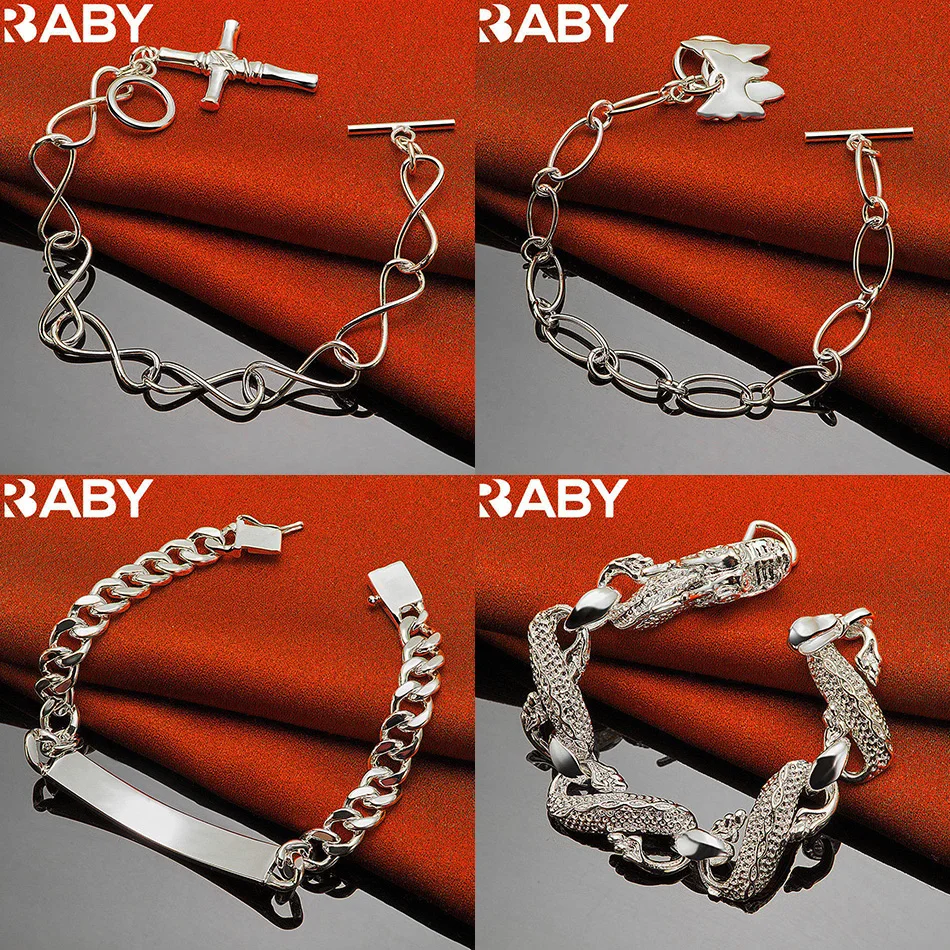 

URBABY 925 Sterling Silver Bracelets For Women Men Anniversary Gift Popular Wild Fashion Romantic Jewelry