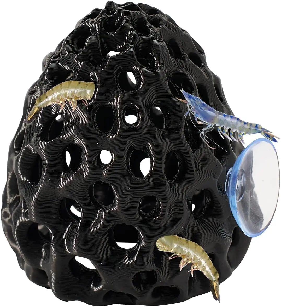 مخبأ الروبيان لحوض السمك، مخبأ سمكة بيتا مع كوب شفط، ديكور حوض السمك للأسماك الصغيرة، إخفاء الاستراحة