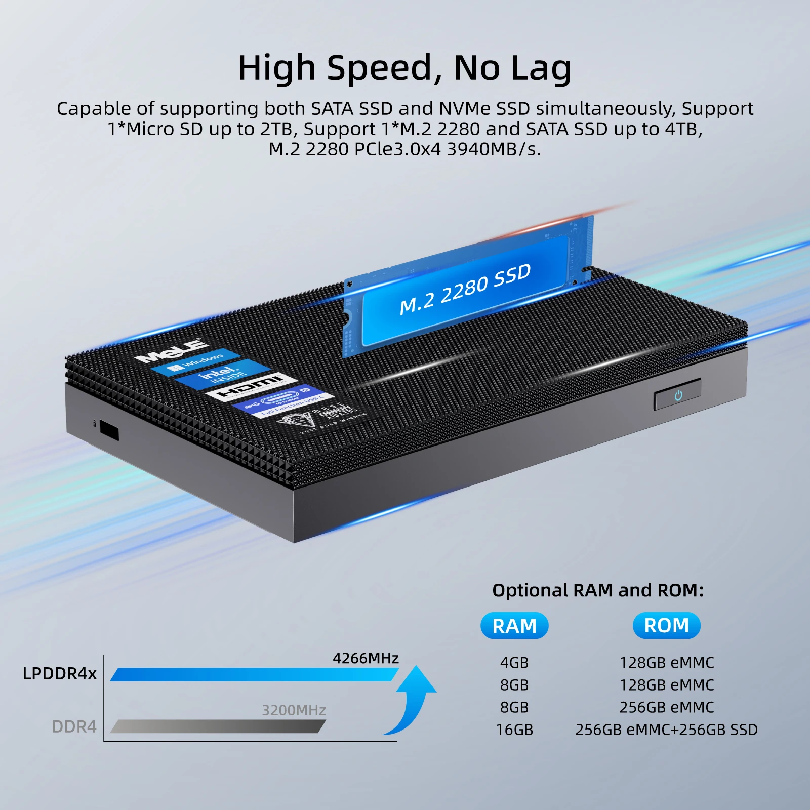 MeLE Quieter 4C Slim N100 Mini PC Windows11 Pro 12th Alder-Lake 16GB 512GB Micro Computer HDMI USB-C DisplayPort 1.4 WiFi5 BT5.1