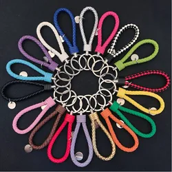 1/5pcs PU Leather Woven Rope Keychain For Men, Car Key Holder Pendant, Handbag Ornaments DIY Key  Keychain