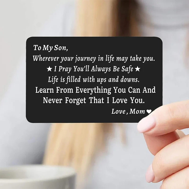 

To my son Metal business card To my son Hot-selling aluminum alloy custom laser marking wallet card