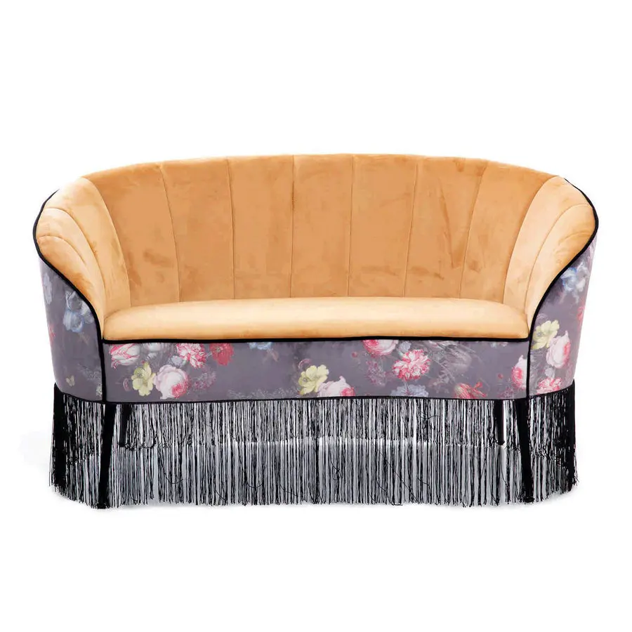 #Minimalist Deep Couches French Tassel Sofa Set with Fringes Curve Velvet 2 Seater I Cloud Couch RH Living Room Sofas for Hotel