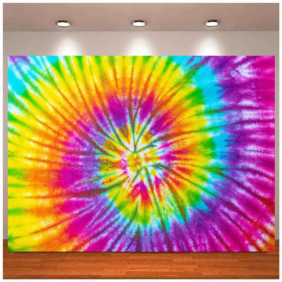 

Photography Backdrop Colorful Tie Dye Theme Birthday Party Decoration Background 60s 70s Hippie Supplies Portrait Photo Props