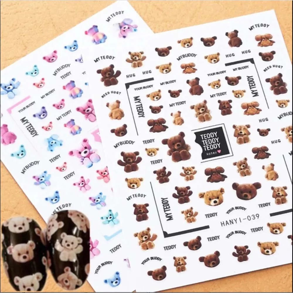 Decals acrylic manicure tool Cute bear decorations sticker 3D Nail Art Stickers Exquisite design Art decorations sticker