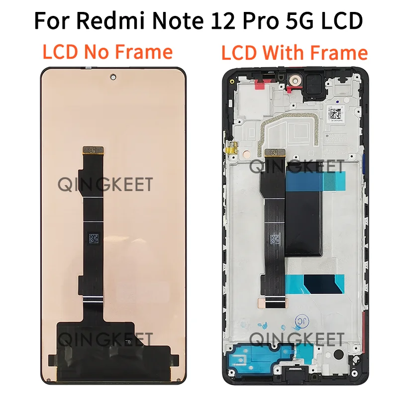 Digitizer layar sentuh, untuk Xiaomi Redmi Note 12 Pro 5G LCD 22101316C Display rakitan Digitizer layar sentuh untuk Redmi Note 12 Pro 5G LCD dengan bingkai