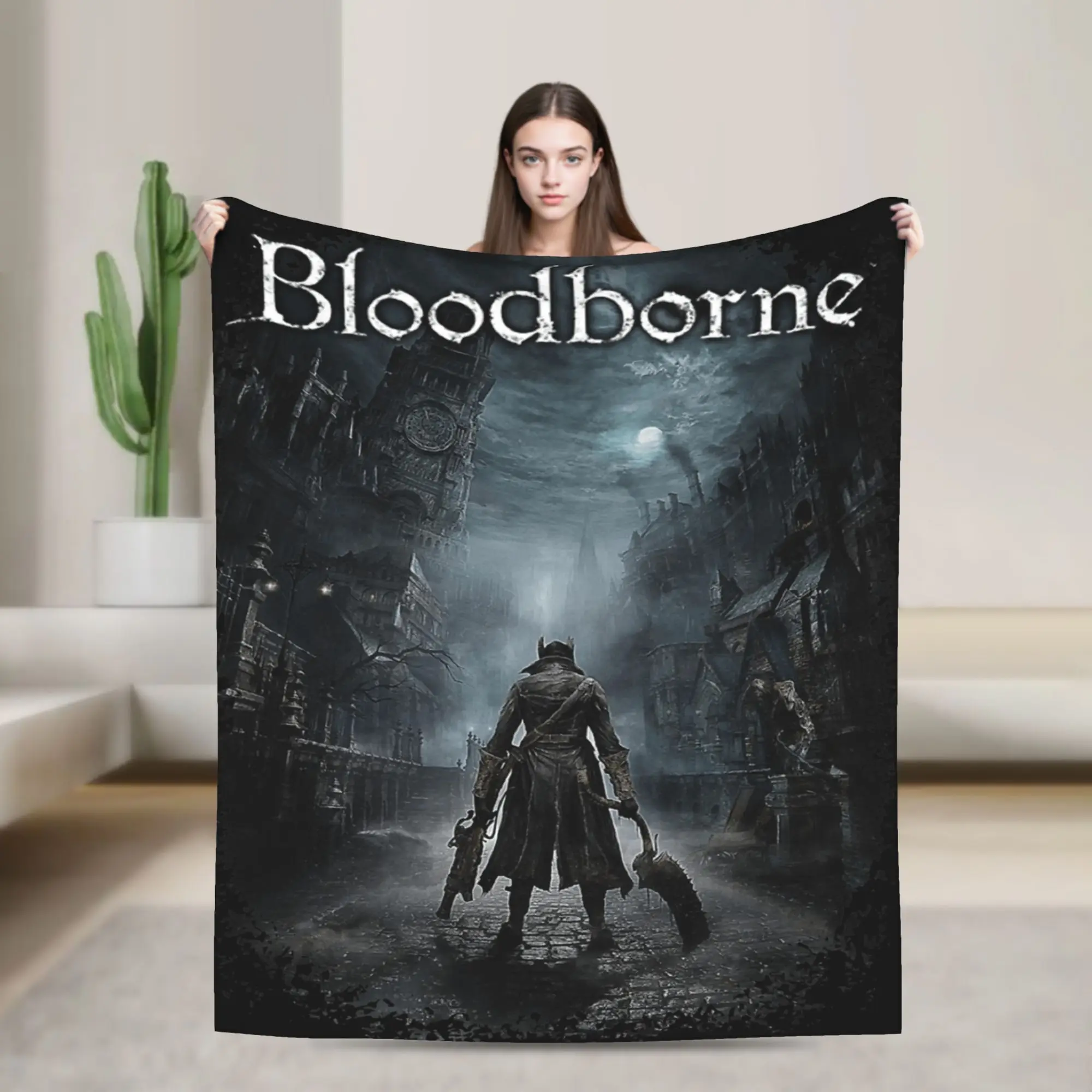 Main Hunter in Yharnam  For Gamers Bloodborne Soft Warm Blanket  Plush Bedding Throws Home Decor Flannel Bedspread Bed Cover