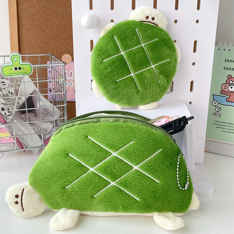 Cute Turtle Plush Pencil Case Pen Pouch Coin Purse Earphone Bag Lipstick Cosmetic Bags Stationery Storage Bag School Supplies