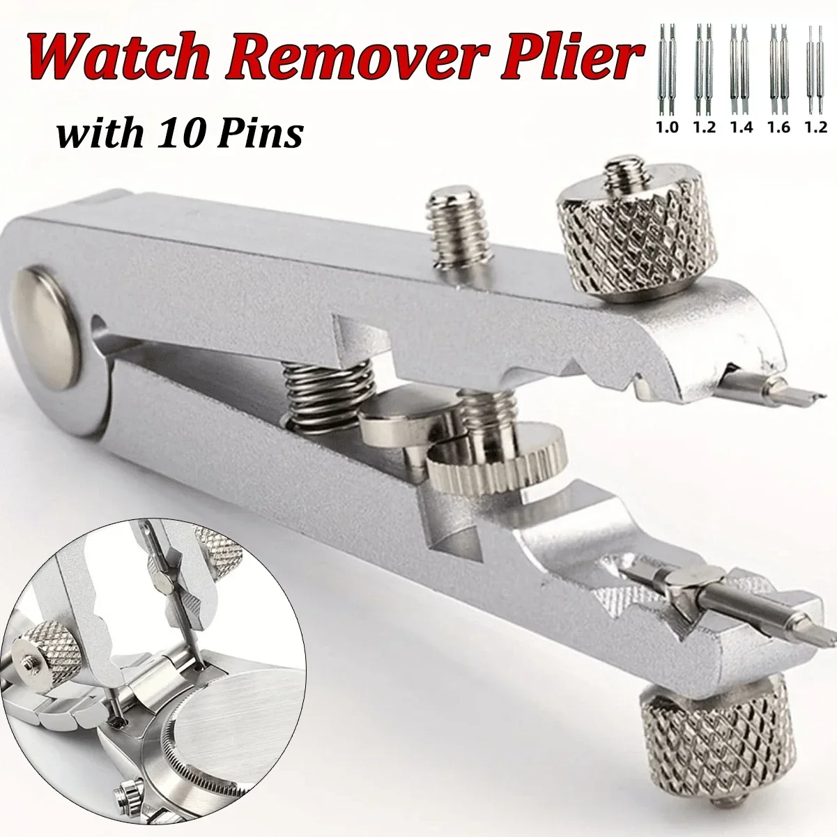 6825 Watch Strap Repair Removing Tool 10 Pins Watchband Aluminum Alloy Spring Bar Plier Bracelet Remover V-Shaped Adjuster Plier
