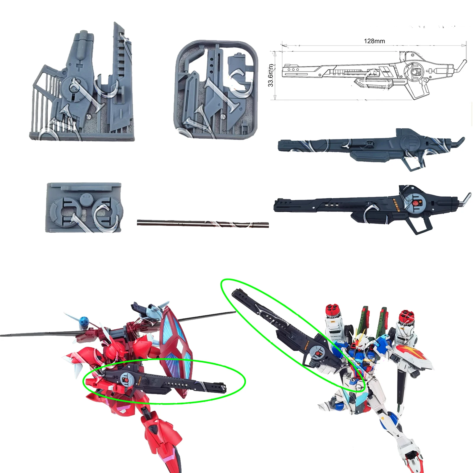 for HG 1/144 Gelgoog Menace Force Impulse RG Spec II Anubis Type 35 Prototype Advanced Railgun Rifle RESIN Kit TX022 High Grade