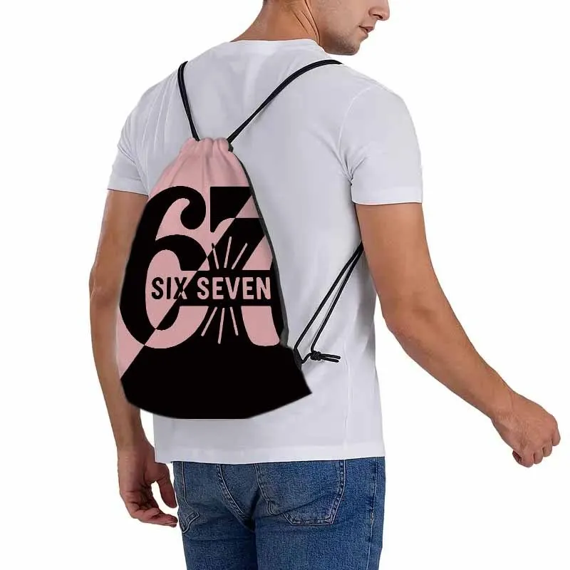 1-Piece Number 67 Print Storage Bag, Durable & Portable, Outdoor Travel Drawstring Backpack