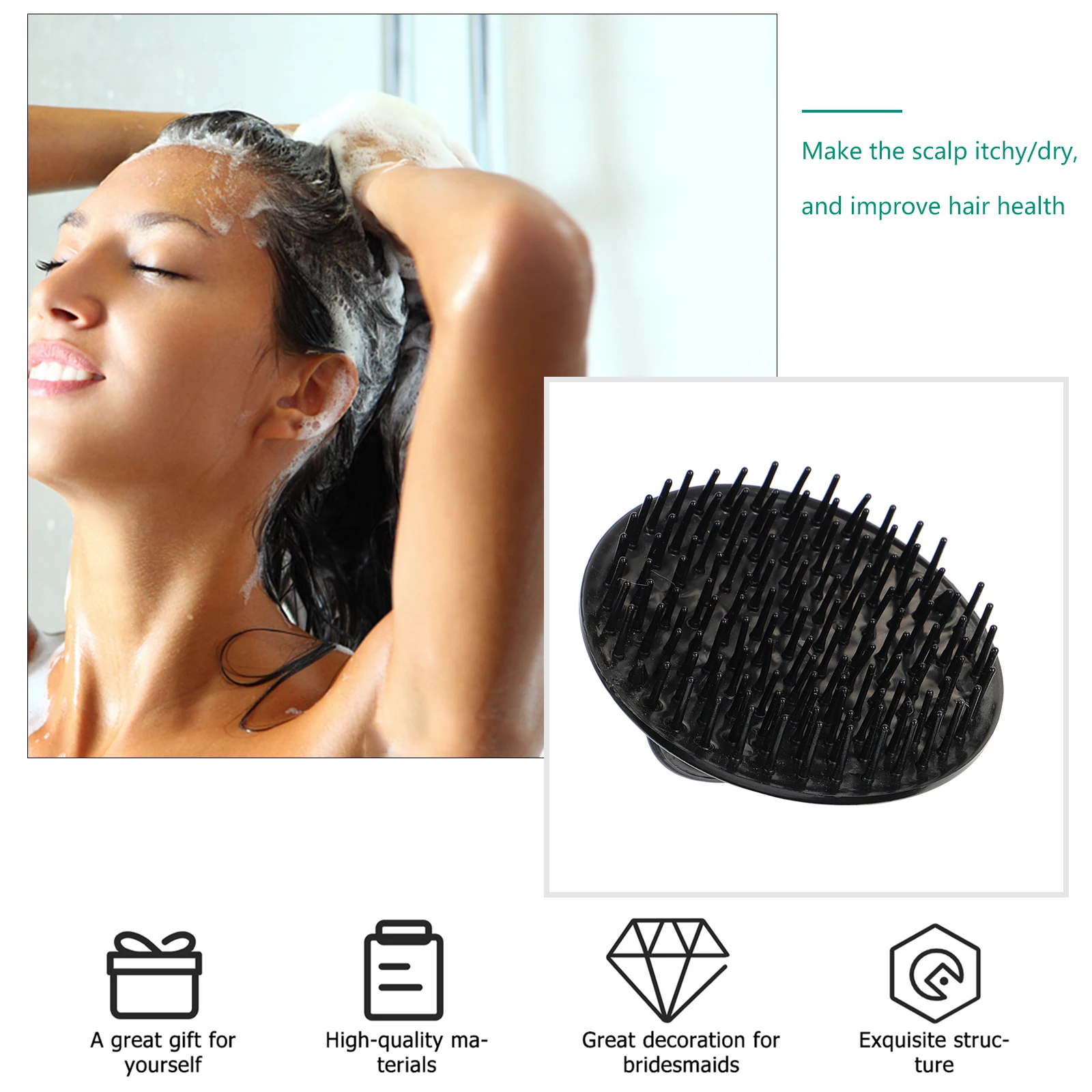 

6 Pcs Shampoo Brush Scalp Massage Tool Soft Gentle Sturdy Anti Dandruff Hair Cleansing Exfoliating Black Scratcher Teen Girls
