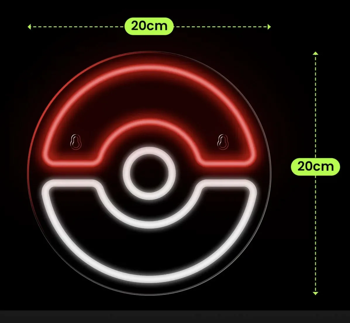 20*20cm Anime USB Kreative Wanddekoration Atmosphärische Leuchtende Pokéball Neonlichter E-Sports Raum Hintergrundwand LED Geschenk – Detail 7