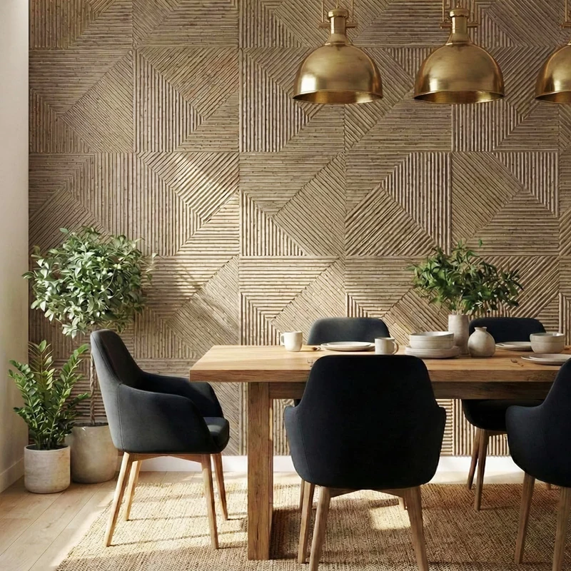 12pcs 50x50cm Stiker dinding 3d, dekorasi rumah panel dinding 3d, non-self-adhesive Kayu ukir berlian geometris potongan seni 3d