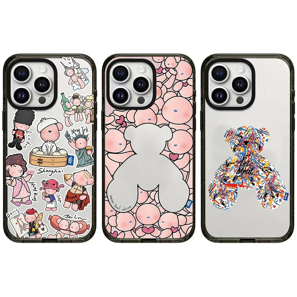 

Cartoon Bear Graffiti 2.0 Acrylic Black Border Magnetic IPhone 12 13 14 15 16 Pro Max Case - Protective IPhone Case with MagSafe