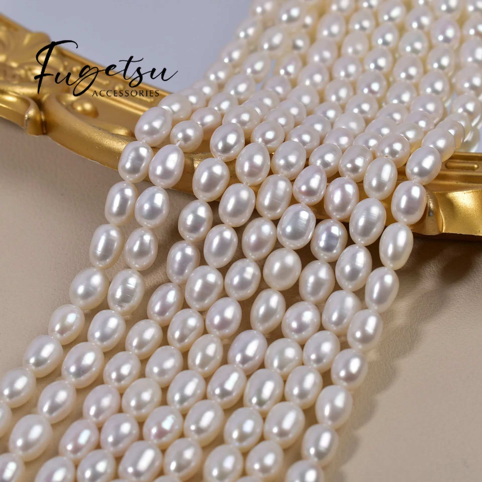 

AAA 7-8mm Natural Freshwater Pearl Strong Light Rice Beads Charms for DIY Necklace Bracelets Jewelry Making Accessories Supplies