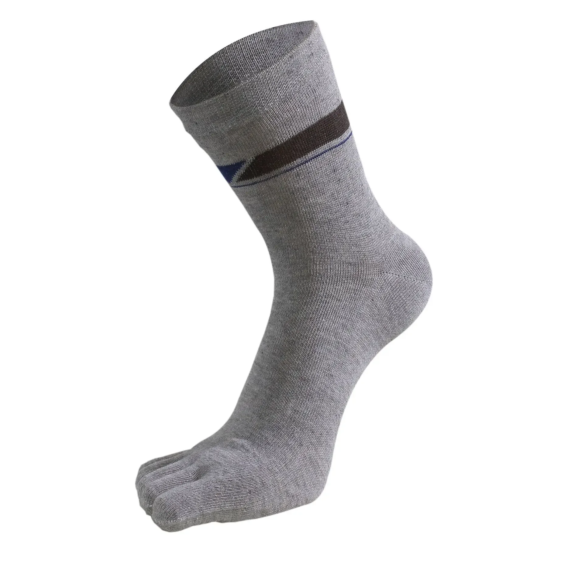 Men All Cotton Medium Tube Dress Socks Split Toe Socks Striped Cotton Men's Five Finger Socks